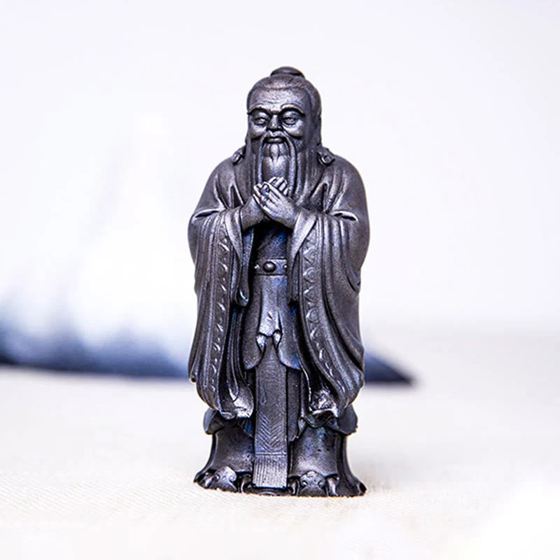 Handmade 14cm Confucius Spiritual Iron Powder Resin Statue - Image 22