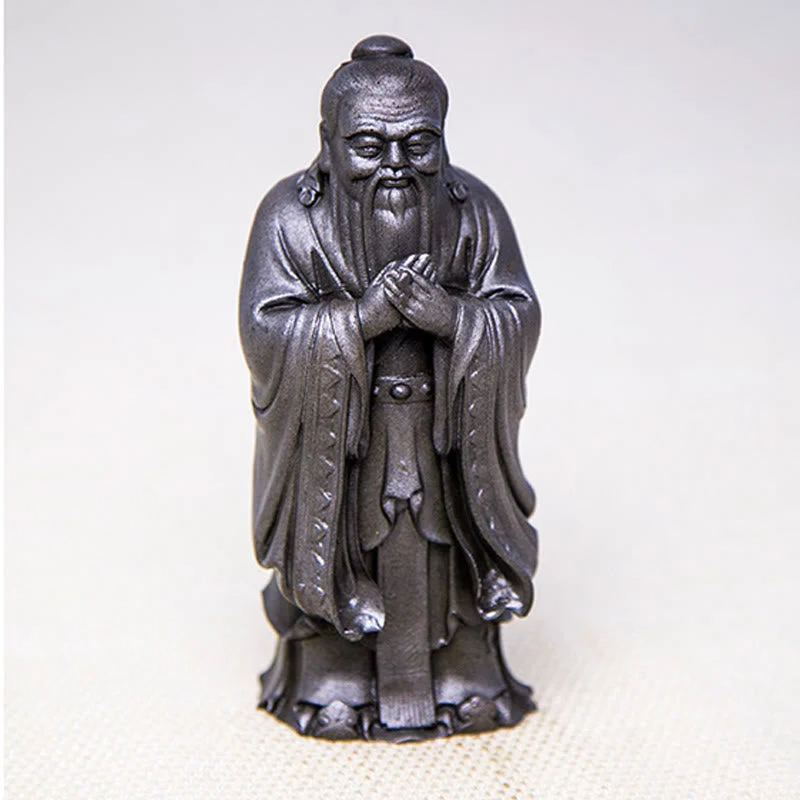 Handmade 14cm Confucius Spiritual Iron Powder Resin Statue - Image 24
