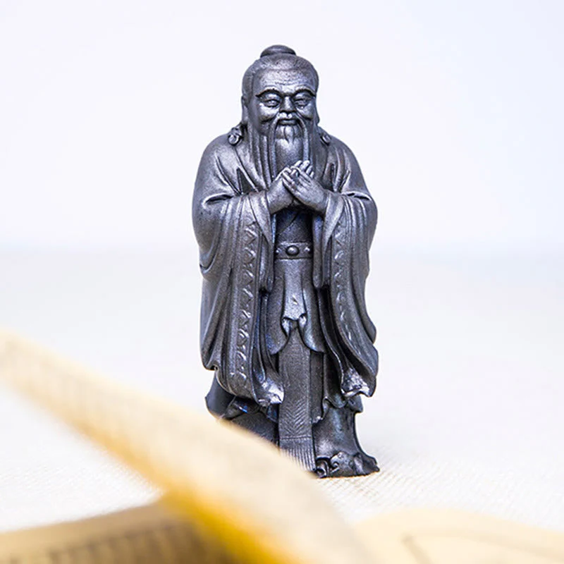 Handmade 14cm Confucius Spiritual Iron Powder Resin Statue - Image 25