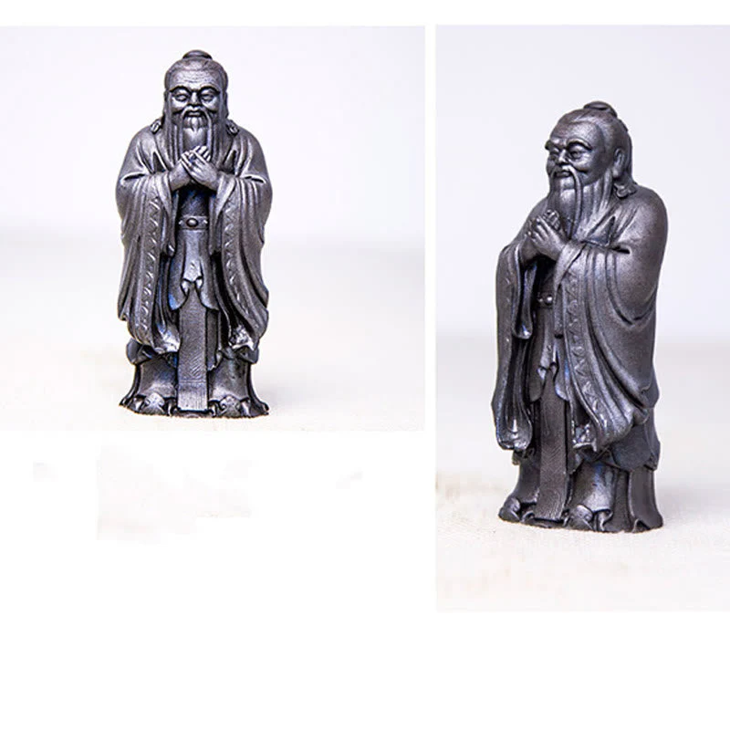 Handmade 14cm Confucius Spiritual Iron Powder Resin Statue - Image 27