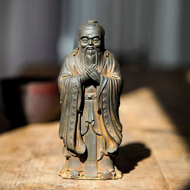 Handmade 14cm Confucius Spiritual Iron Powder Resin Statue - Image 6