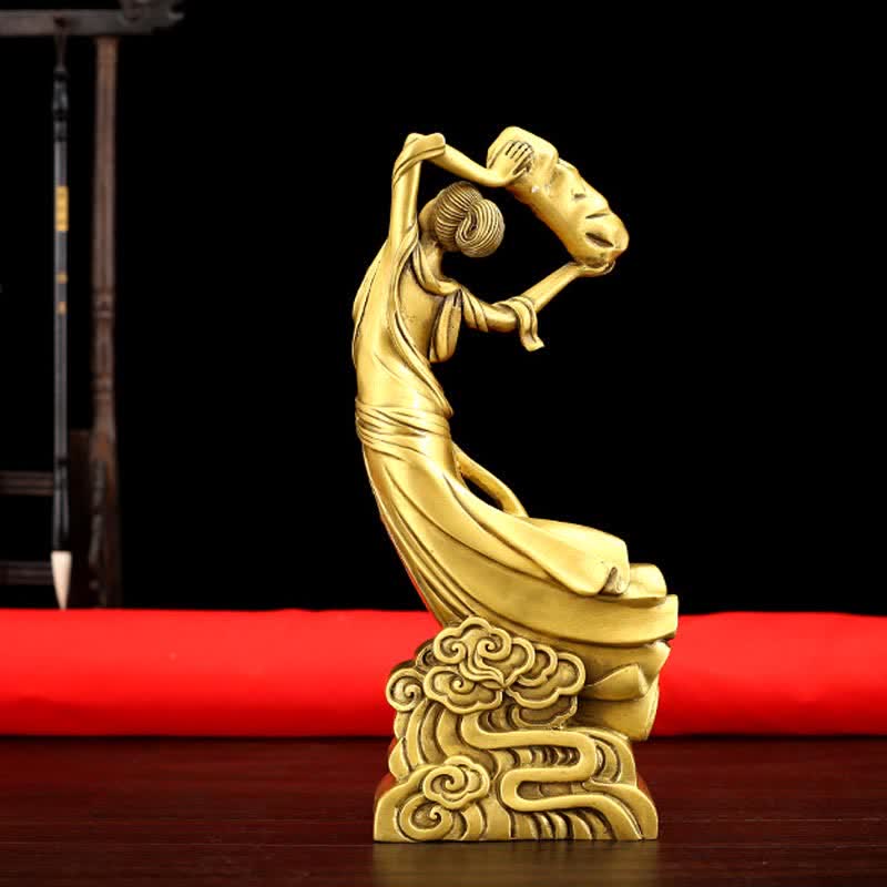Copper Bodhisattva Nuwa Protection Statue 11x8x27cm - Image 2