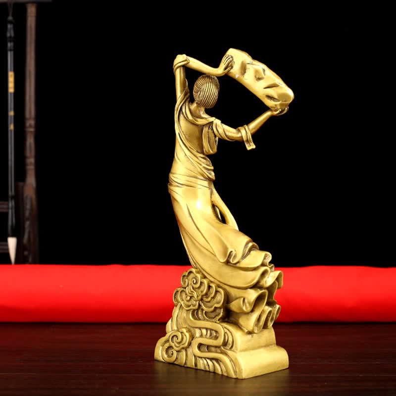 Copper Bodhisattva Nuwa Protection Statue 11x8x27cm - Image 3