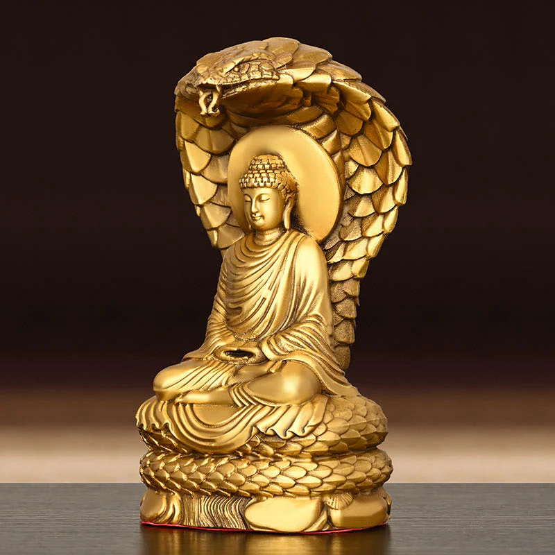 11cm Copper Buddha Shakyamuni Snake Figurine Statue - Image 3