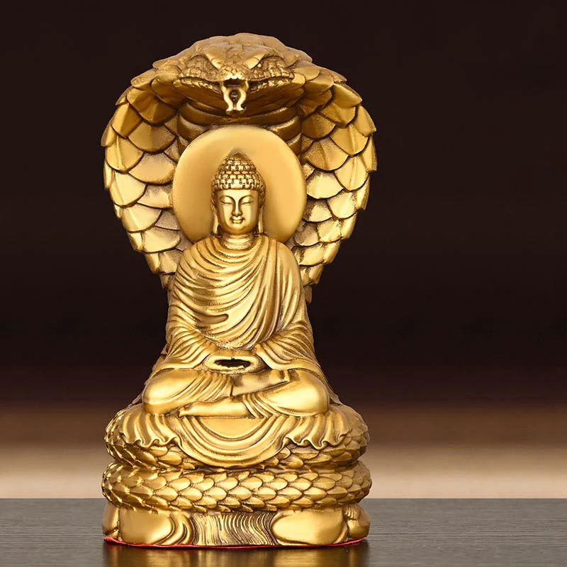 11cm Copper Buddha Shakyamuni Snake Figurine Statue - Image 5