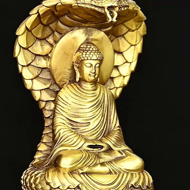 11cm Copper Buddha Shakyamuni Snake Figurine Statue - Image 6