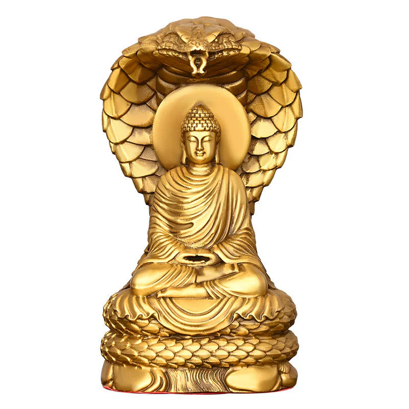 11cm Copper Buddha Shakyamuni Snake Figurine Statue - Image 7