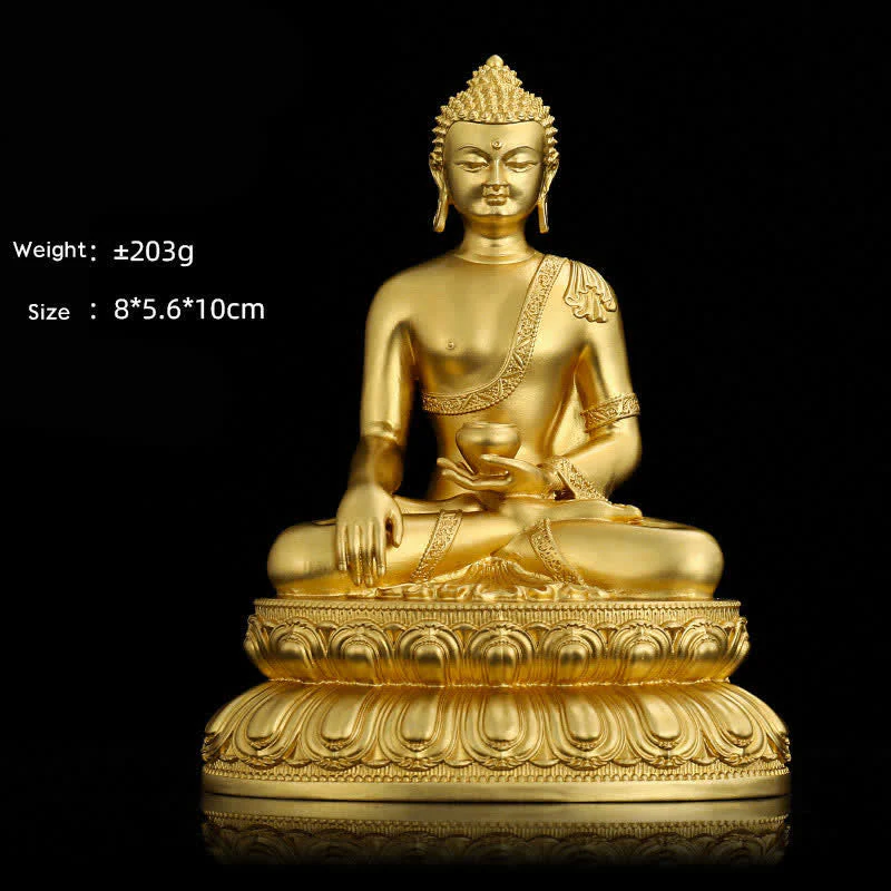 Copper Buddha Statue | Shakyamuni Amitabha Medicine Buddha Figurine - Image 2