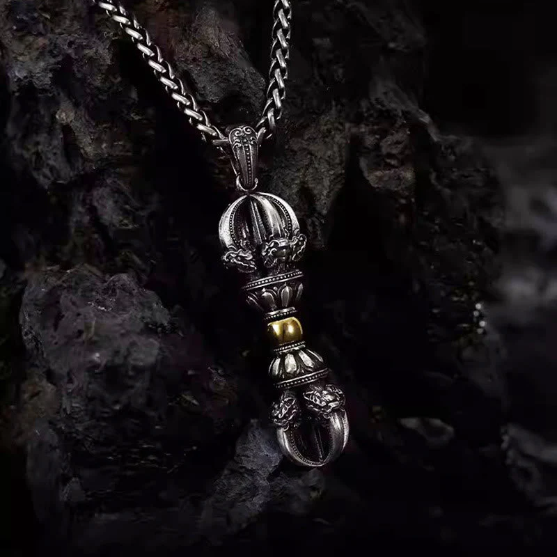 Copper Tibetan Dorje Vajra Wealth Necklace Pendant - Image 3
