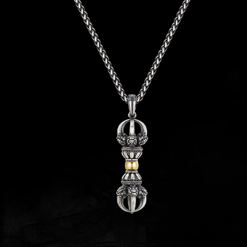 Copper Tibetan Dorje Vajra Wealth Necklace Pendant - Image 4