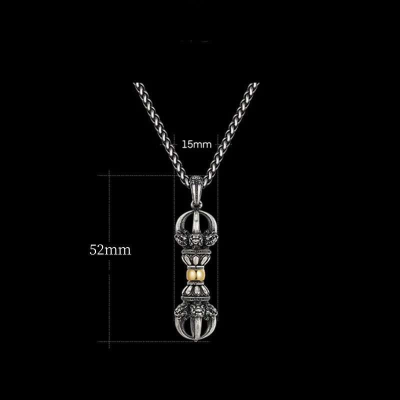 Copper Tibetan Dorje Vajra Wealth Necklace Pendant - Image 5
