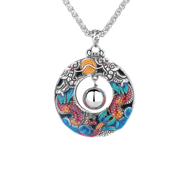 Copper Dragon Necklace | Double Dragons Protection Pendant - Image 6