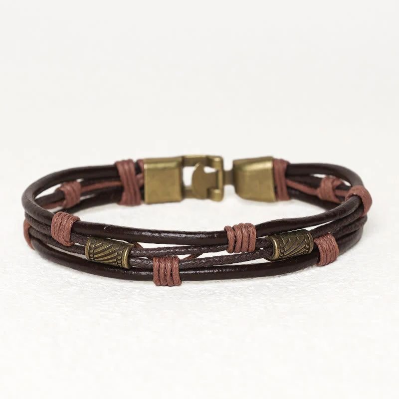 Unisex Copper Leather Spiritual Bracelet for Healing & Balance - Image 2