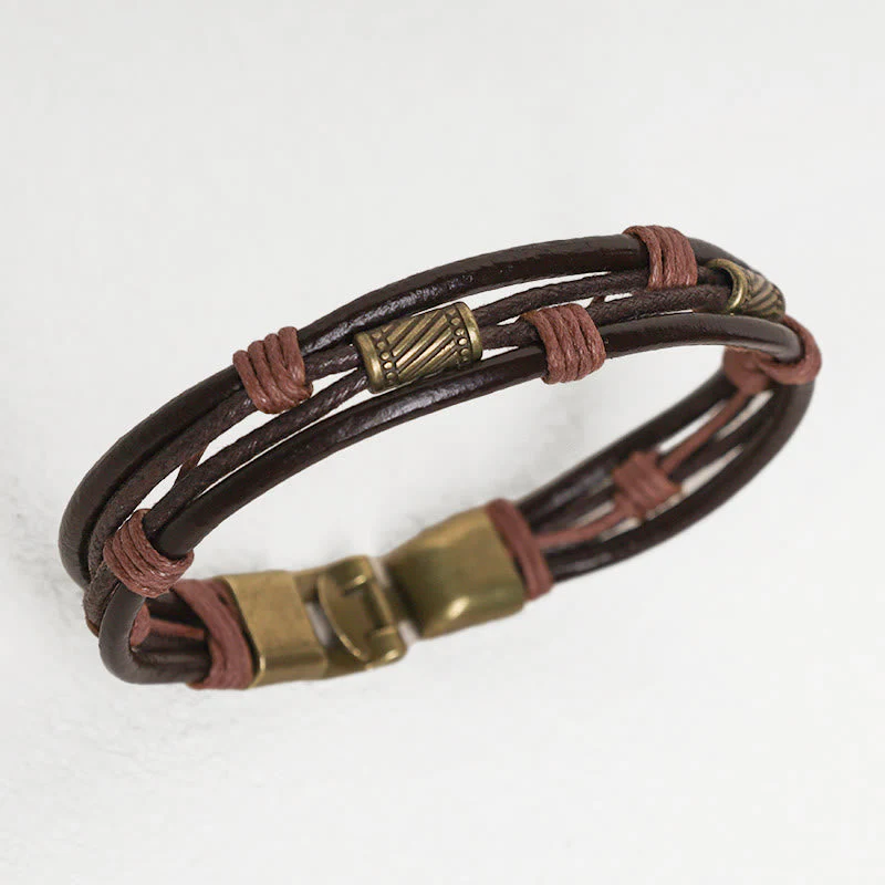 Unisex Copper Leather Spiritual Bracelet for Healing & Balance - Image 3