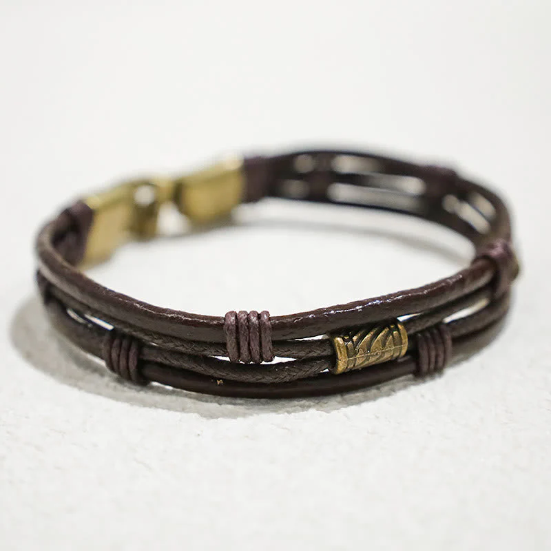 Unisex Copper Leather Spiritual Bracelet for Healing & Balance - Image 5