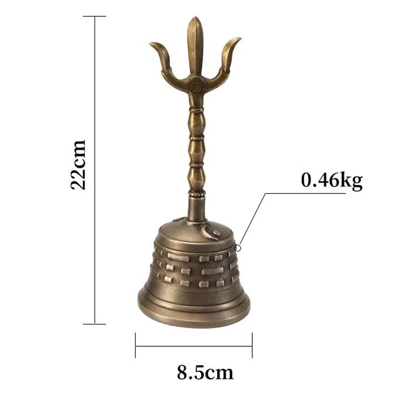 Copper Meditation Bell and Vajra Dorje Set 8.66 Inch Handmade Tibet - Image 5