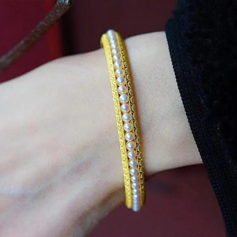56mm Copper Pearl Healing Cuff Bracelet - Image 12