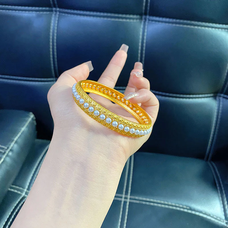 56mm Copper Pearl Healing Cuff Bracelet - Image 14