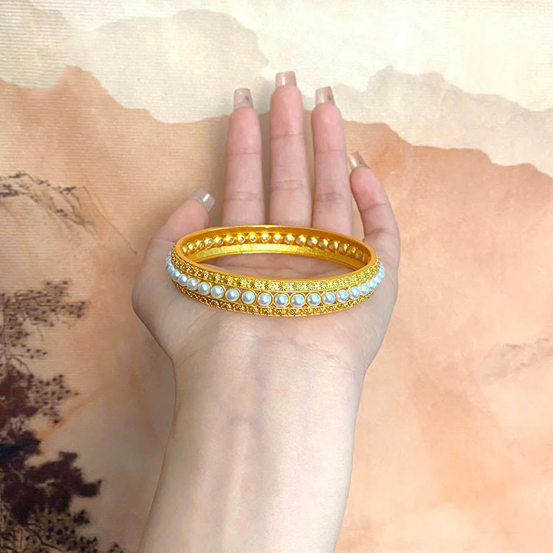56mm Copper Pearl Healing Cuff Bracelet - Image 17
