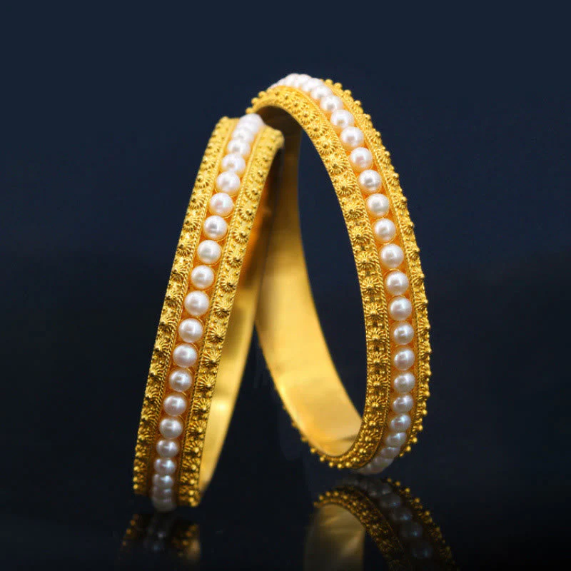 56mm Copper Pearl Healing Cuff Bracelet - Image 2