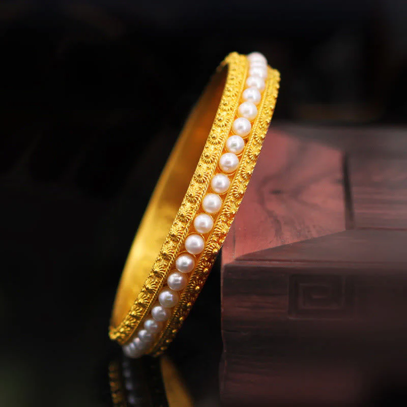 56mm Copper Pearl Healing Cuff Bracelet - Image 3