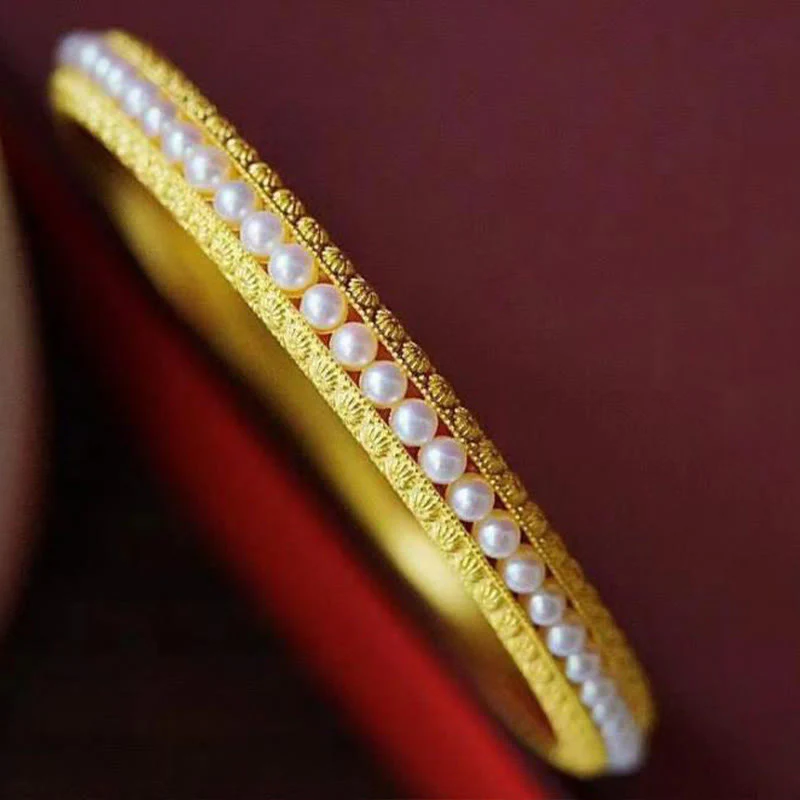 56mm Copper Pearl Healing Cuff Bracelet - Image 4