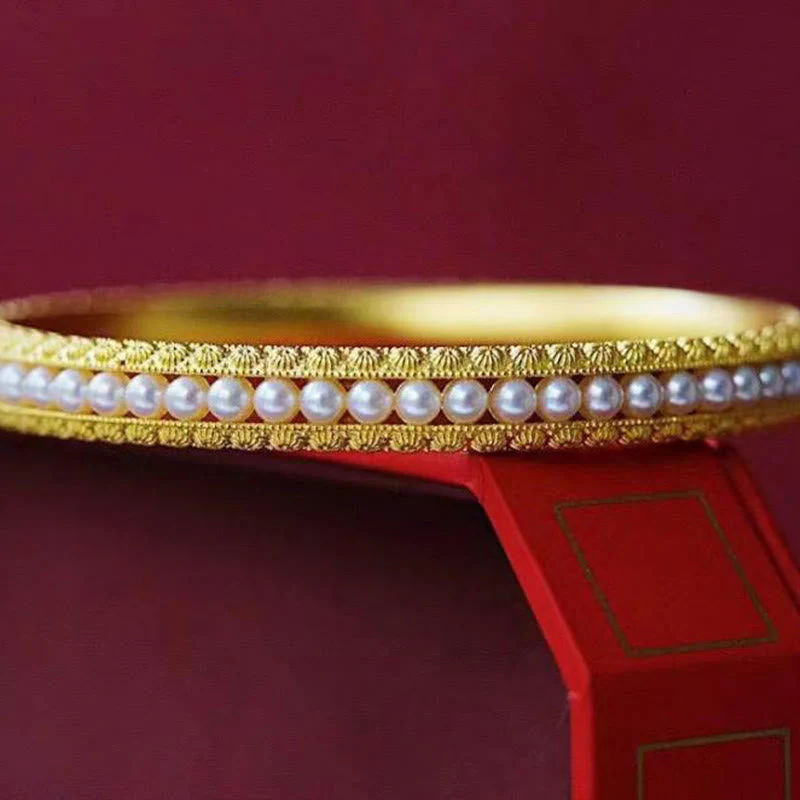 56mm Copper Pearl Healing Cuff Bracelet - Image 5