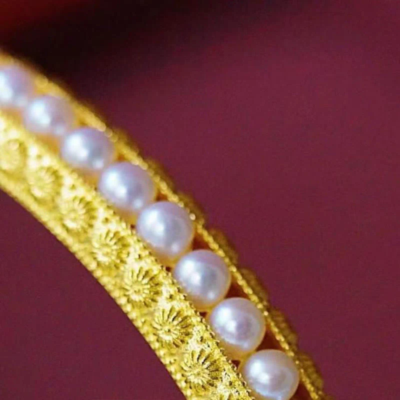 56mm Copper Pearl Healing Cuff Bracelet - Image 7