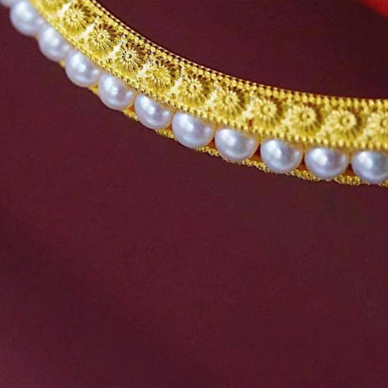 56mm Copper Pearl Healing Cuff Bracelet - Image 9