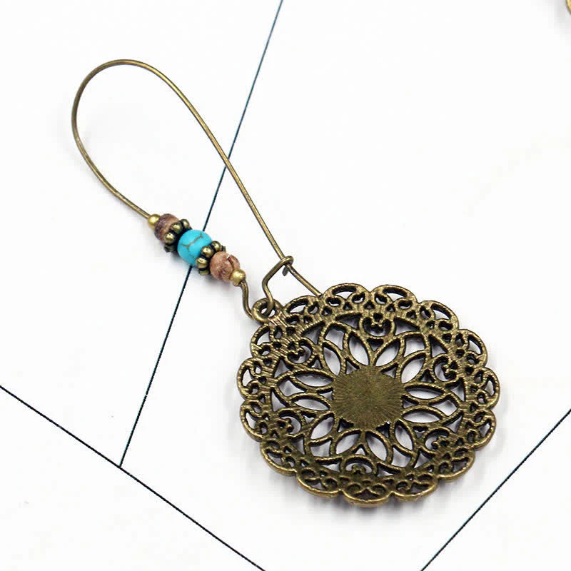 Copper Spiritual Earrings With Flower Design for Luck & Abundance - Image 2