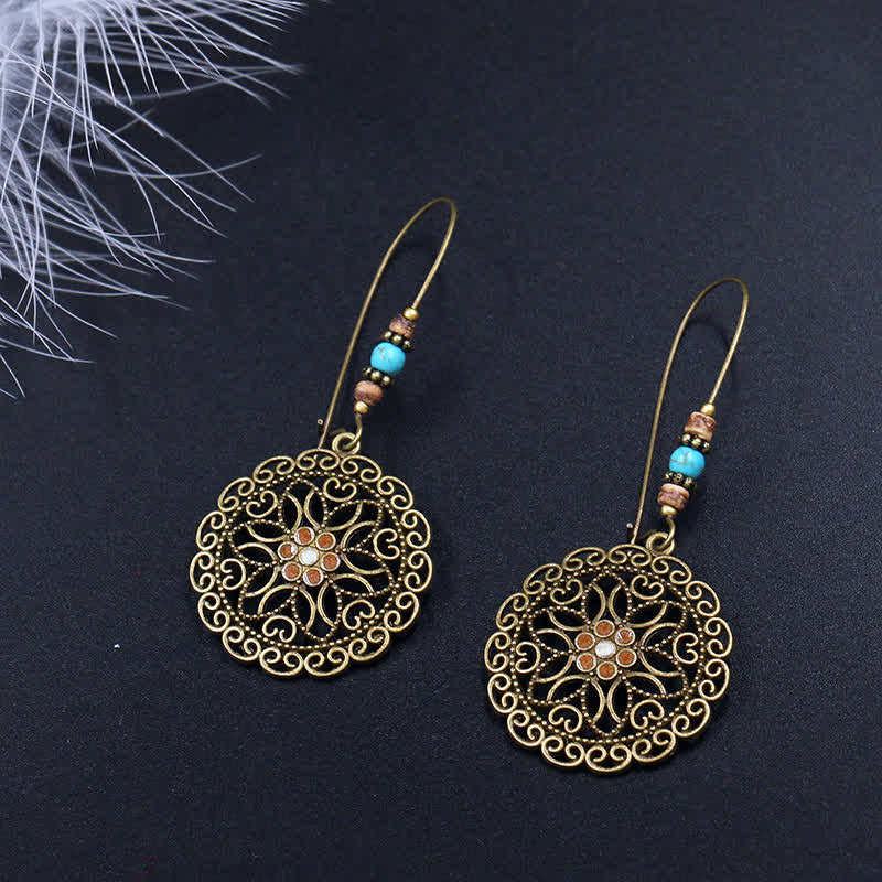 Copper Spiritual Earrings With Flower Design for Luck & Abundance - Image 3