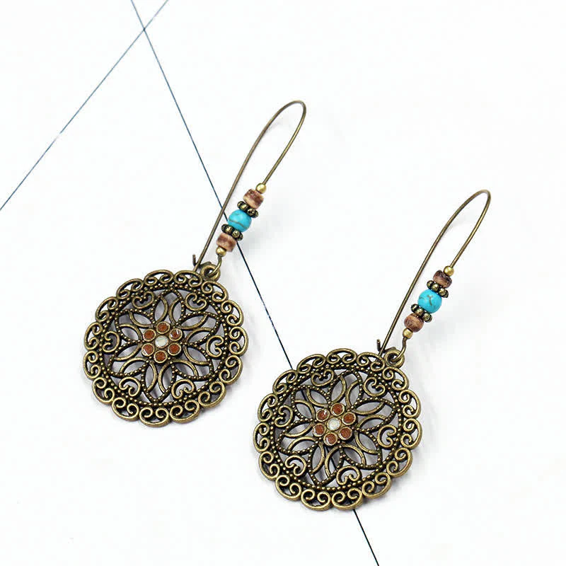 Copper Spiritual Earrings With Flower Design for Luck & Abundance - Image 5