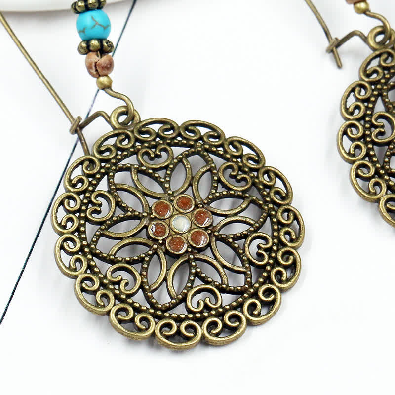 Copper Spiritual Earrings With Flower Design for Luck & Abundance - Image 7
