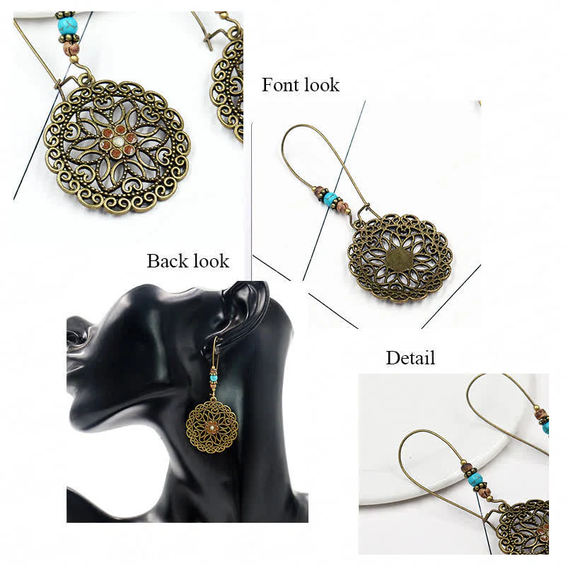 Copper Spiritual Earrings With Flower Design for Luck & Abundance - Image 8