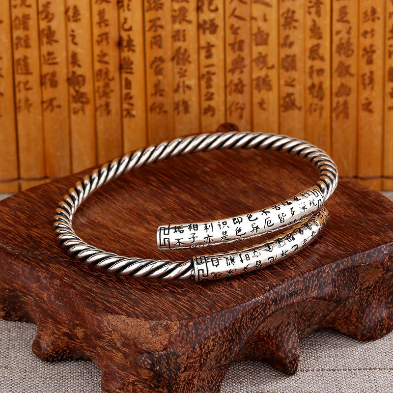 Copper Spiritual Balance Bracelet with Heart Sutra Design