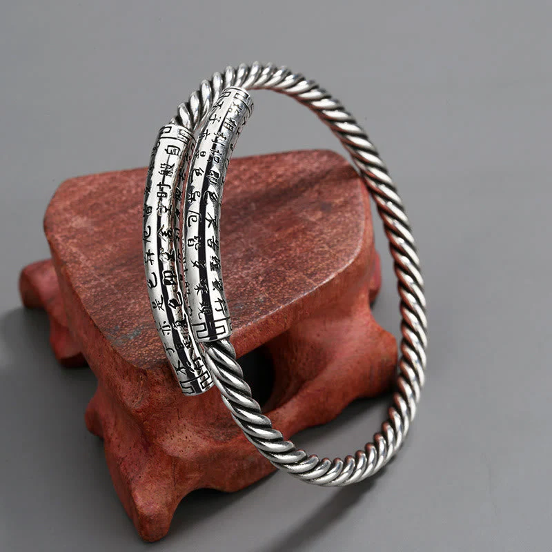 Copper Spiritual Balance Bracelet with Heart Sutra Design - Image 4