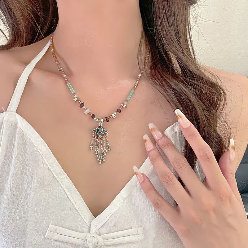 Copper Spiritual Necklace | Crystal Tassel Pendant for Luck - Image 7