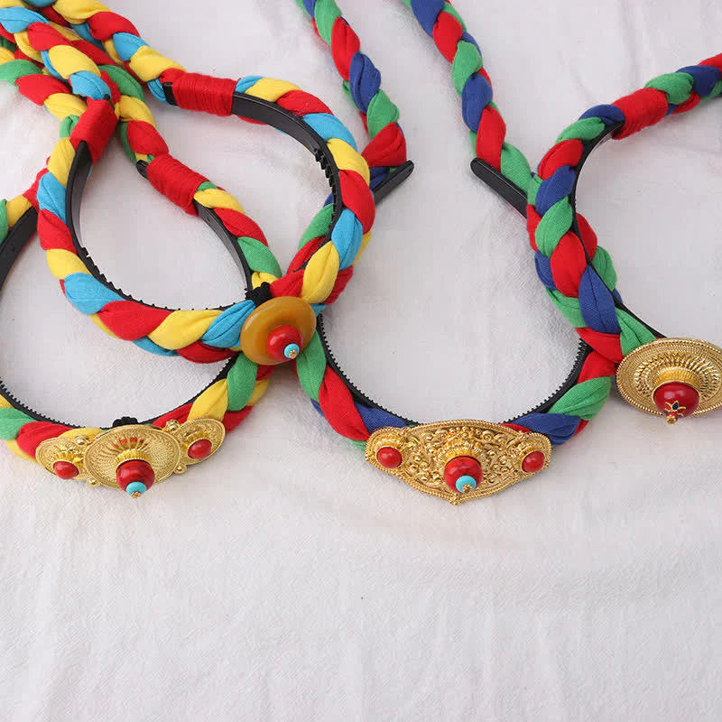 Copper Spiritual Hair Accessories with Colorful Tibetan Tassel Beads