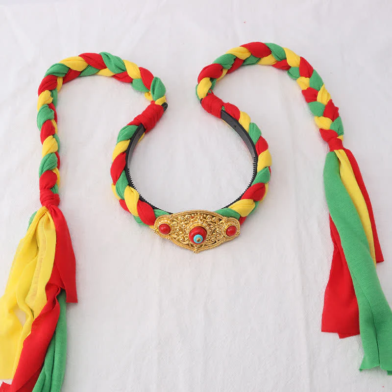 Copper Spiritual Hair Accessories with Colorful Tibetan Tassel Beads - Image 19