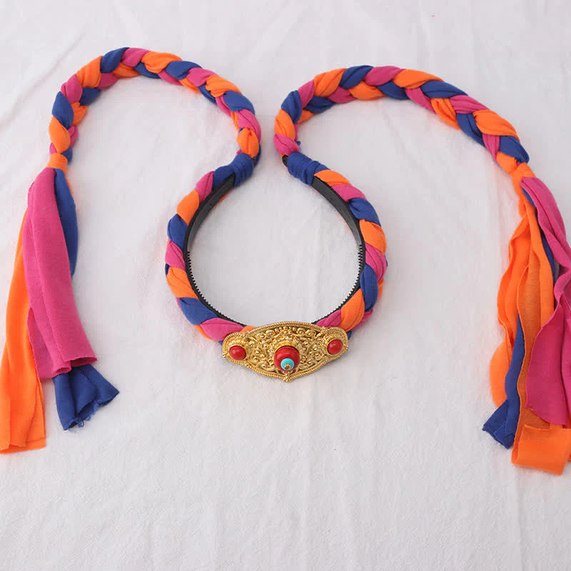 Copper Spiritual Hair Accessories with Colorful Tibetan Tassel Beads - Image 23