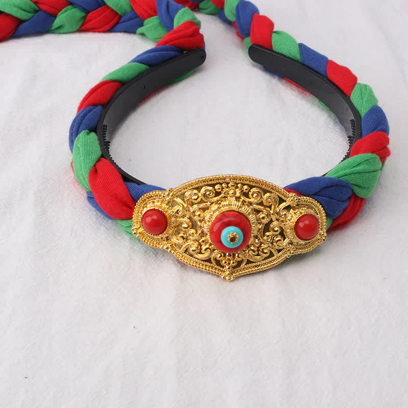 Copper Spiritual Hair Accessories with Colorful Tibetan Tassel Beads - Image 7