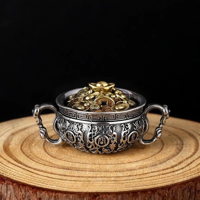 Copper Treasure Bowl Pendant Necklace for Wealth & Luck