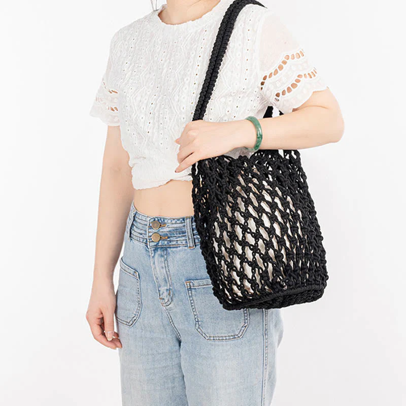 Hand-Woven Cotton Thread Shoulder Bag for Yoga - Image 14