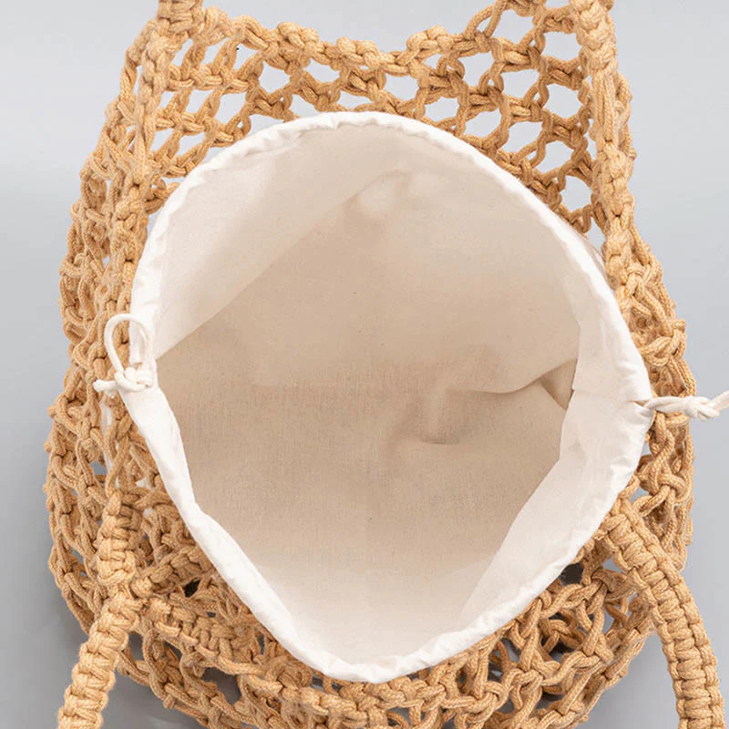 Hand-Woven Cotton Thread Shoulder Bag for Yoga - Image 2