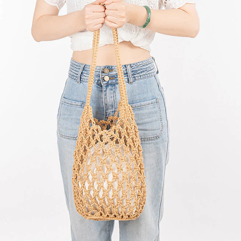 Hand-Woven Cotton Thread Shoulder Bag for Yoga - Image 6