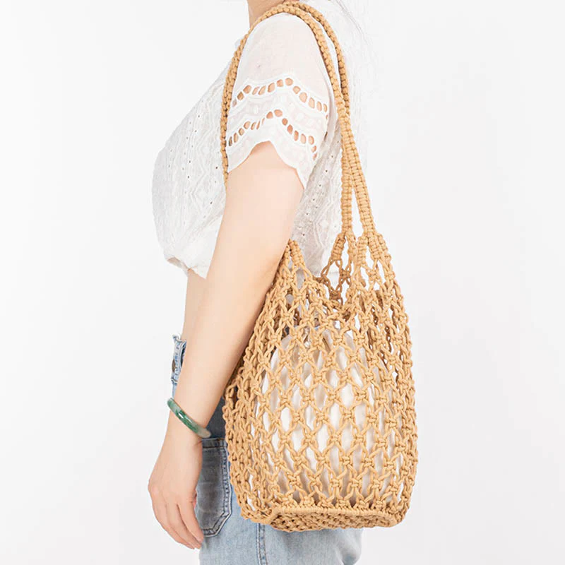 Hand-Woven Cotton Thread Shoulder Bag for Yoga - Image 7