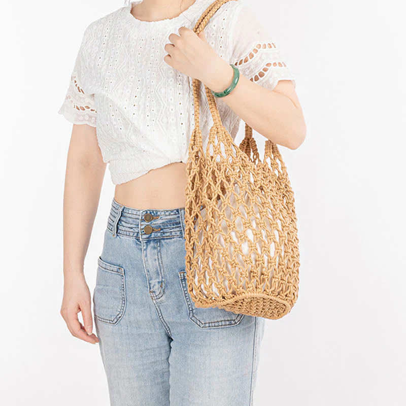Hand-Woven Cotton Thread Shoulder Bag for Yoga - Image 8
