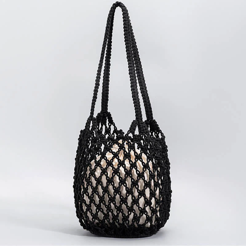 Hand-Woven Cotton Thread Shoulder Bag for Yoga - Image 9