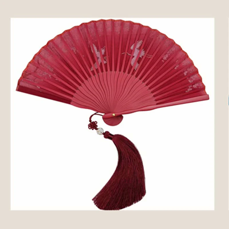 18cm Crane Plum Blossom Chinese Folding Silk Fan - Image 13