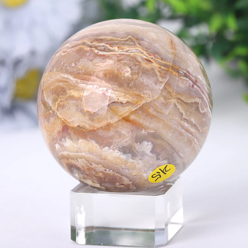 Crazy Agate Crystal Sphere 2.5-4.5" Healing Energy Orb - Image 2